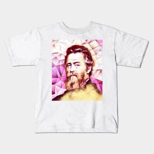 Herman Melville Pink Portrait | Herman Melville Artwork 13 Kids T-Shirt